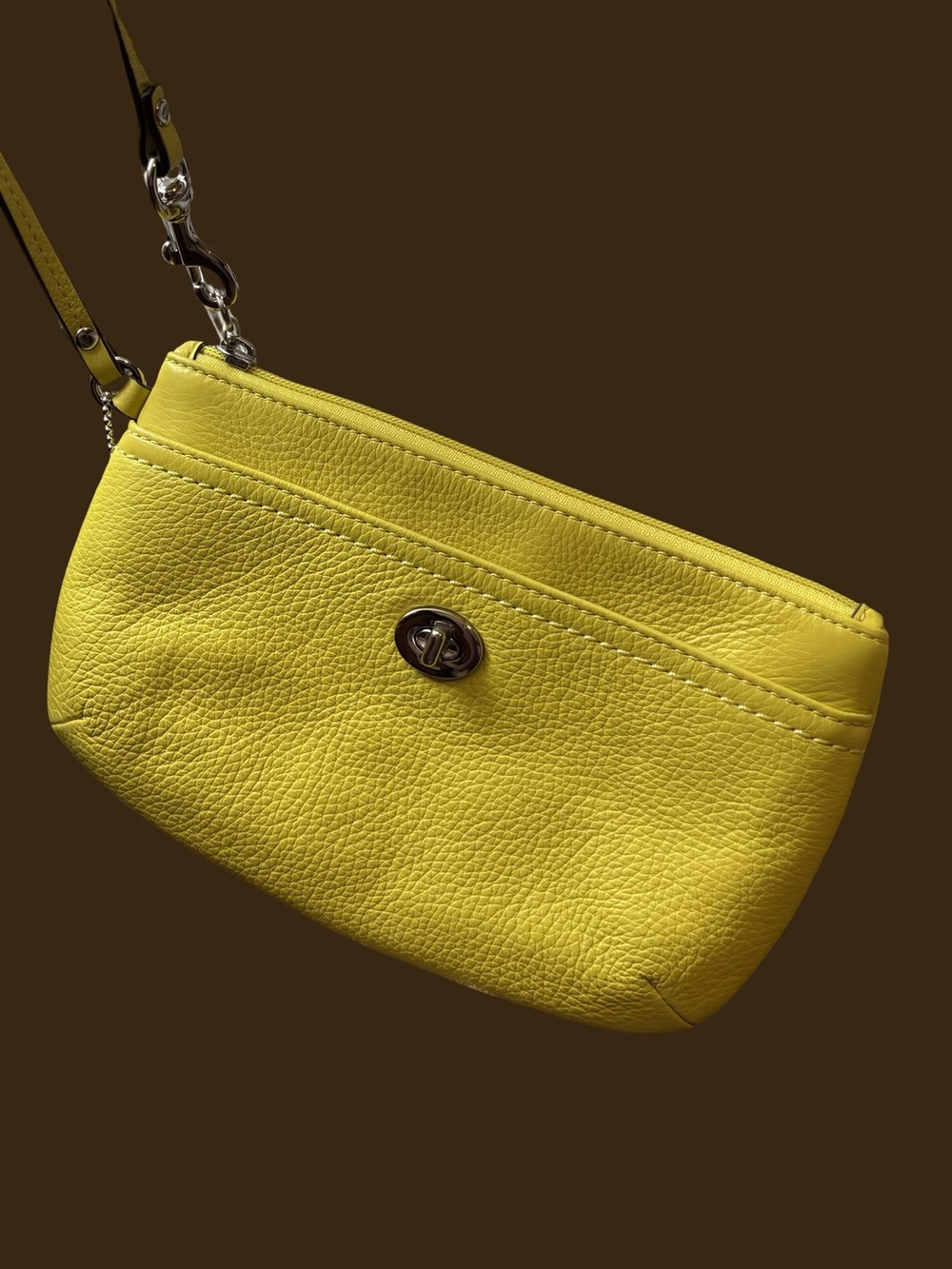 Coach Yellow Leather Crossbody Wristlet